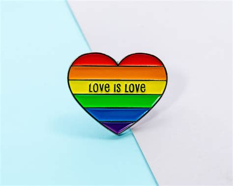 Gay Lesbian LGBT Pride Enamel Pin Love Is Love Pin Rainbow Heart Enamel Pin Queer Enamel Pin