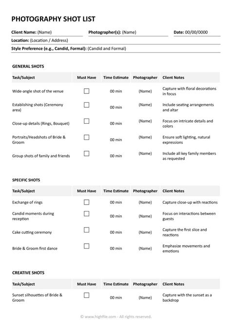 how to create a shot list