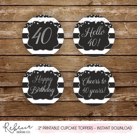 Th Birthday Cupcake Toppers Printable Birthday Toppers Etsy