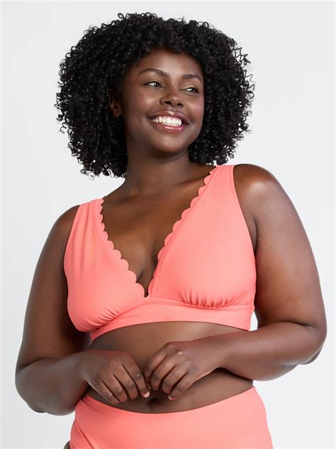 Time And Tru Scalloped Bikini Top Women S S X Walmart