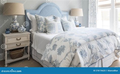 Bedroom Decor Home Interior Design Coastal Traditional Style Stock