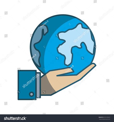 Earth Planet Hand Icon Stock Vector Royalty Free 633105923