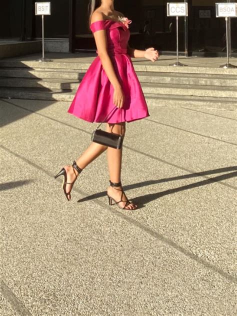 Hot Pink Off Shoulder A Line Gathered Cocktail Dress Women S Fashion Dresses Sets Evening