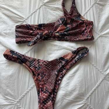 One Shoulder Snakeskin Bikini Gem
