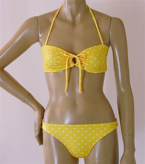 Retro Bandeau Halter Bikini Top And Full Coverage Bikini Etsy