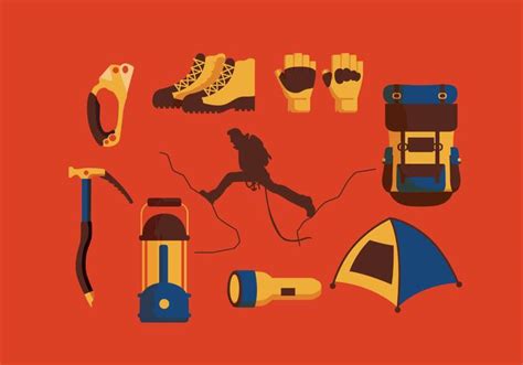 mountaineer equipment vector  vector art  vecteezy