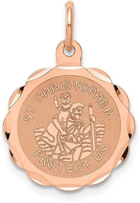 14k Rose Gold Saint Christopher Medal Charm Pendant Uk Fashion