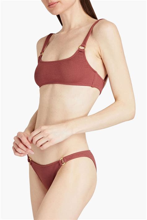 MELISSA ODABASH Bari Embellished Ribbed Low Rise Bikini Briefs THE OUTNET