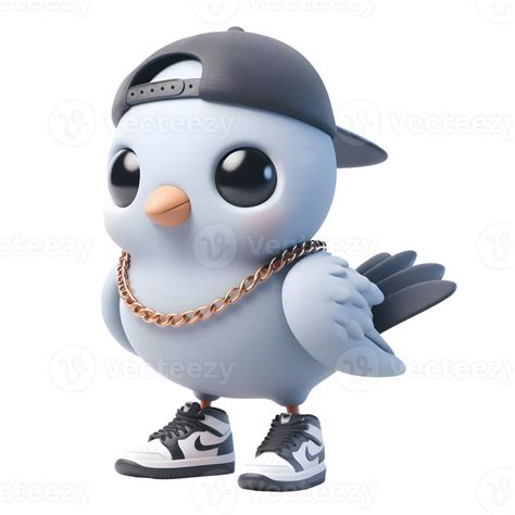 3d Pigeon Mascot wearing Snapback, ai generated 32772320 PNG