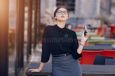 Beautiful Brunette With Glasses Stock Photo Image Of Lips Electric 100318520
