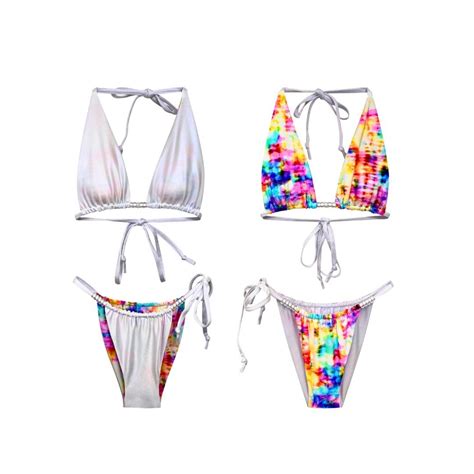 SICA Reversible Sliding String Bikini Set White Etsy