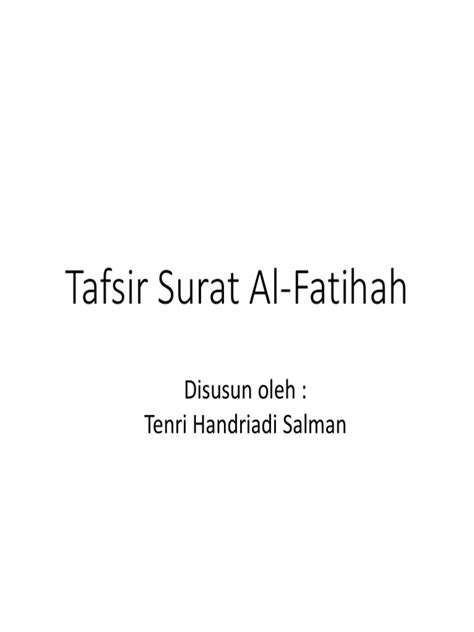 Tafsir Surat Al-Fatihah | PDF