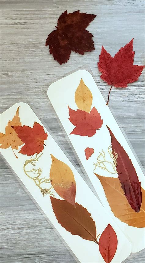 AUTUMN LEAVES BOOKMARKS Pressed Fall Foliage And A Bit Of Etsy