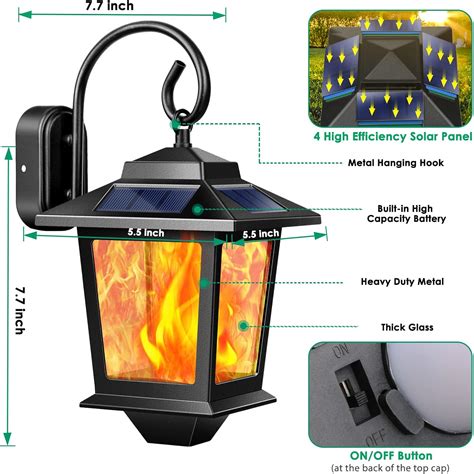 Buy Tomcare Solar Post Lights Outdoor Flickering Flame Solar Outdoor