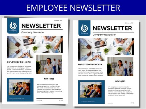 Editable Company Newsletter Template: Employee Recognition (Canva