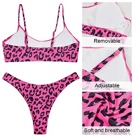Voqeen Maillots Deux Pièces Femme Bikini Sexy Motif Animal Léopard Serpentin Swimwear Plage