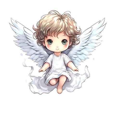 Cute Angel With Blonde Hair And White Wings Stock Illustration Illustration Of Cherub Blonde