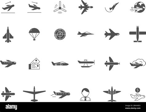 airplane black icons jet aircraft military forces  civil aviation