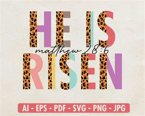 He Is Risen Png Digital Download He Is Risen Svg Sublimation Png Easter Png Religious Svg