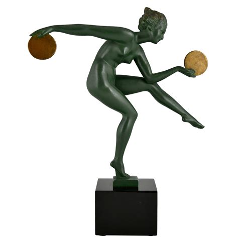 Art Deco Sculpture Nude Disc Dancer Deconamic