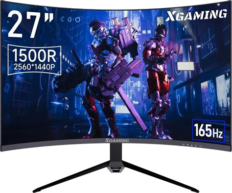 Xgaming 27 Inch Curved Gaming Monitor 1500r Qhd Monitor 165hz2560x1440p Amd Freesync Premium