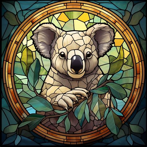 Koala Stained Glass Design For Tumbler Sublimation T Shirt Design