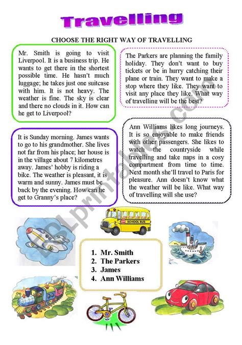 Travelling Reading Esl Worksheet By Lilia St