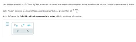 Two Aqueous Solutions Of Nacl And Agno Are Studyx