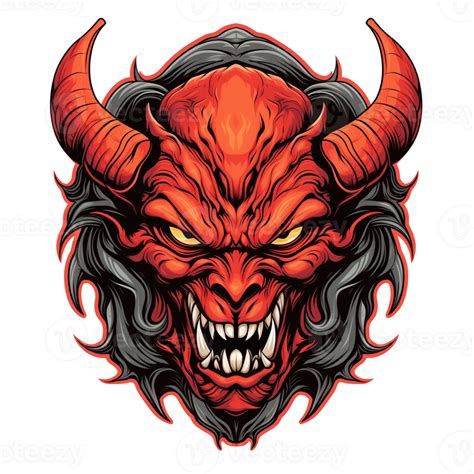Ai Generated Angry Demon Head Illustration For T Shirt Design Or