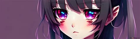 Beautiful anime girl with purple eyes 2K wallpaper download