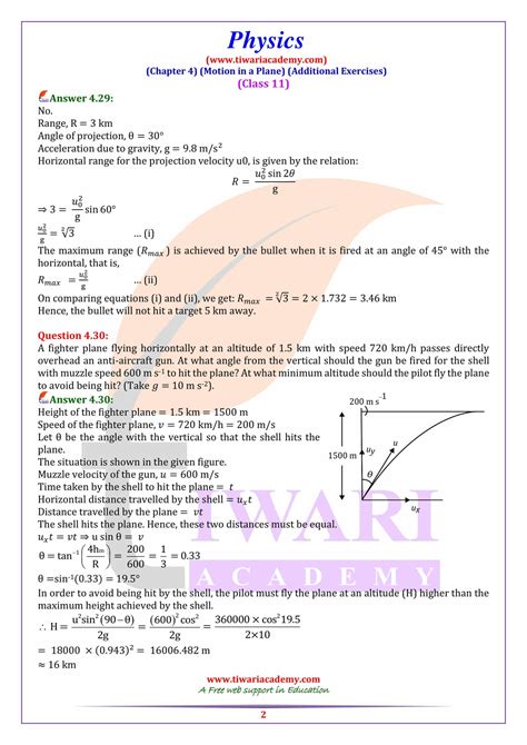 Ncert Solutions For Class 11 Physics Chapter 4 Motion In A Plane