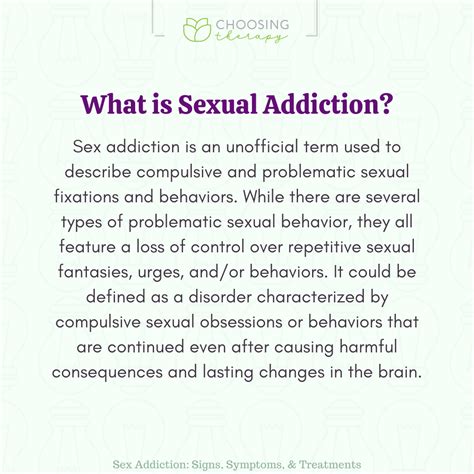 Sex Addiction Signs Symptoms Treatments