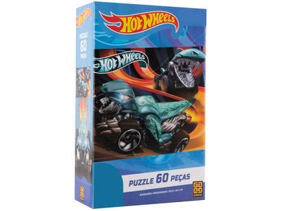 Quebra cabeça 60 Peças Puzzle Infantil Hot Wheels
