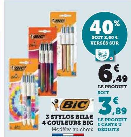 Promo Stylos Bille Couleurs Bic Chez Hyper U Icatalogue Fr