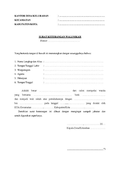 Surat Keterangan Wali Nikah 12