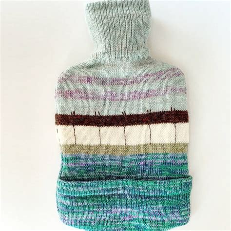 Knitted Lambswool Hot Water Bottle Cover With Seaside Design Etsy