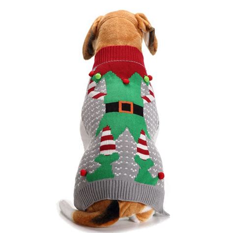 Pet Christmas Clothes Winter Dog Costume Clown Gray Sweater For Small