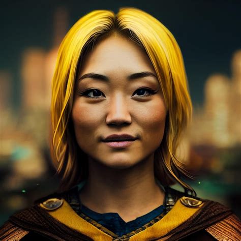 Premium Photo Asian Blonde Woman Portrait D Rendering