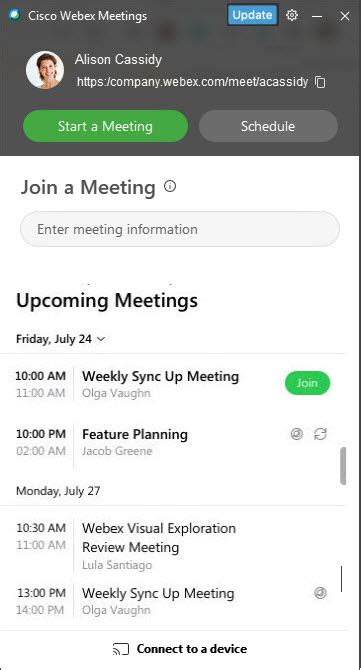 Update The Cisco Webex Meetings Desktop App