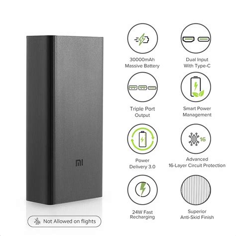 Mi 30000 Mah Power Bank (18 W, Fast Charging, Power Delivery 3.0 ...