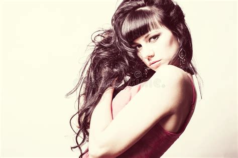 Beauty Model Girl With Healthy Black Hair Beautiful Brunette Woman Long Smooth Shiny Straight