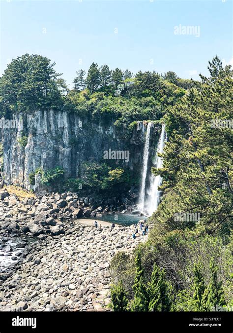 Waterfall in Jeju island Stock Photo - Alamy