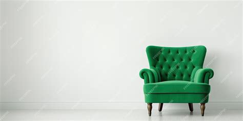 Premium Photo Vintage Green Armchair In Minimalist White Room