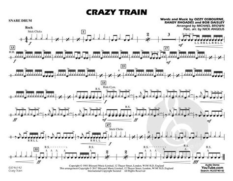 Crazy Train Drum Sheet Music Ph
