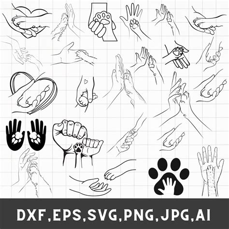 Dog Paw And Hand Svg Dog Paw Hand Svg Pet Lover Svg Cat Paw Hand Dog