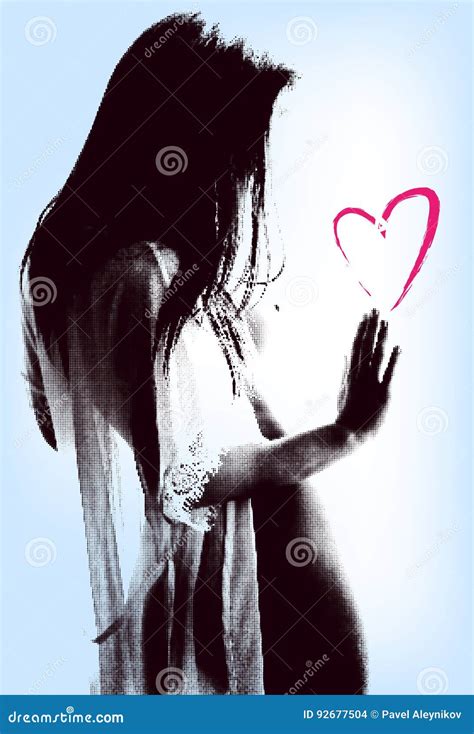 Naked Lady In The Light Halftone Dots Vector Portrait Stock Vector Illustration Of Naked