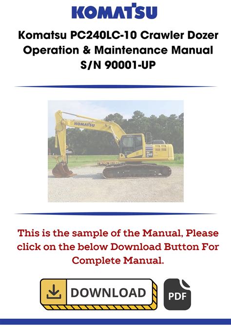 Komatsu Pc240lc 10 Crawler Dozer Operation And Maintenance Manual Sn 90001 Up By Service And Repair