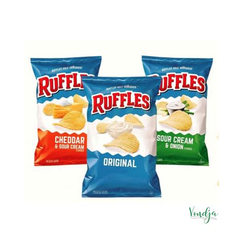 Jual Ruffles Potato Chips Keripik Kentang Import USA Original Cheddar Sour Cream Flamin Hot Sour