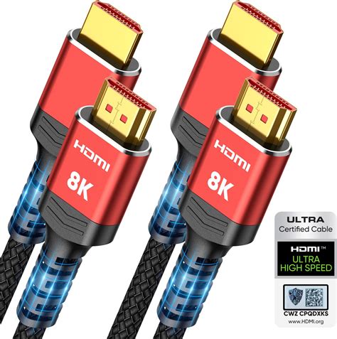 Amazon.com: Highwings 8K 10K HDMI 2.1 Cable 6.6FT/2M 2-Pack, Certified