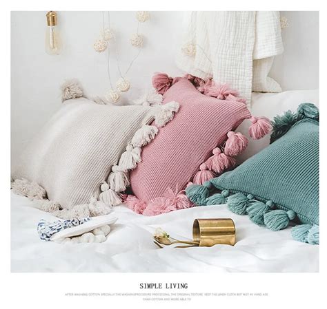 XYZLS однотонные Вязаные чехлы на декоративные подушки наволочка с ...